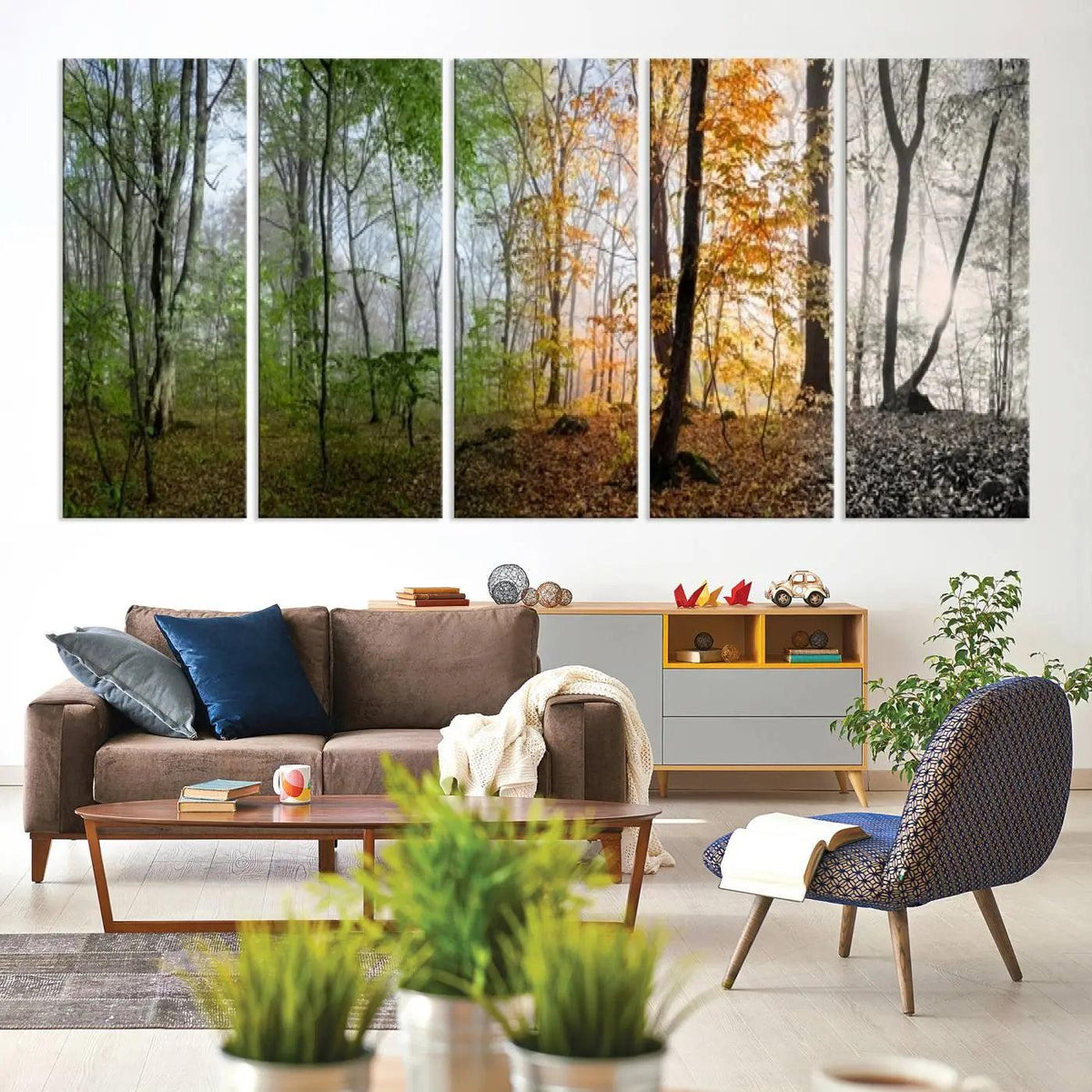 Seasonal Forest Canvas Wall Art Print - Changing Seasons in