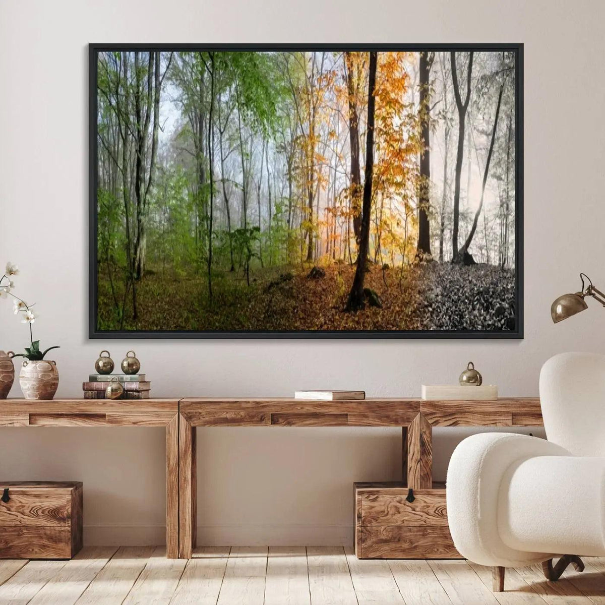 Seasonal Forest Canvas Wall Art Print - Changing Seasons in