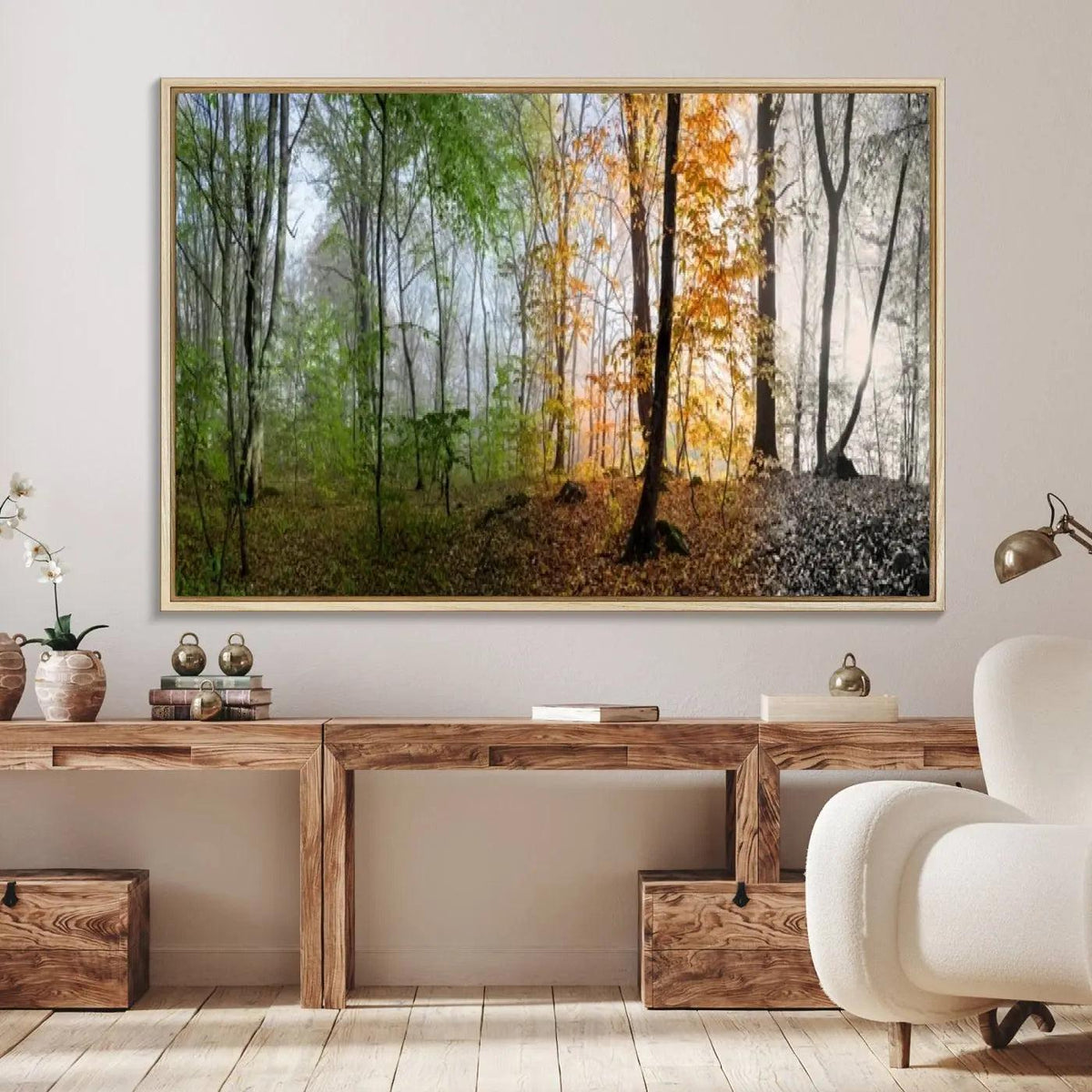 Seasonal Forest Canvas Wall Art Print - Changing Seasons in