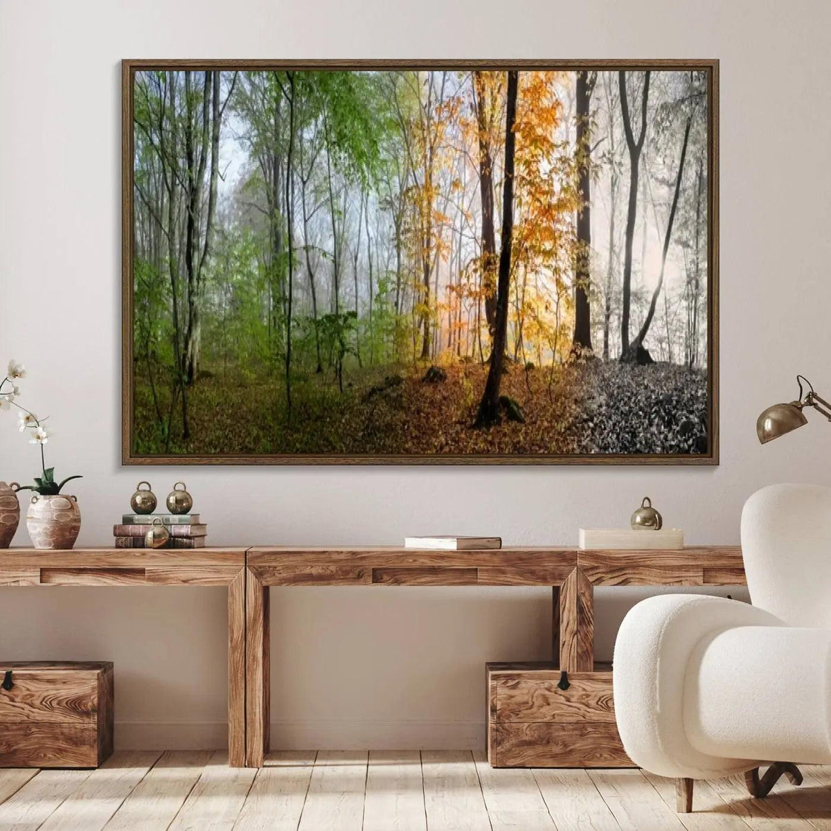 Seasonal Forest Canvas Wall Art Print - Changing Seasons in