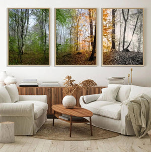 Seasonal Forest Canvas Wall Art Print - Changing Seasons in