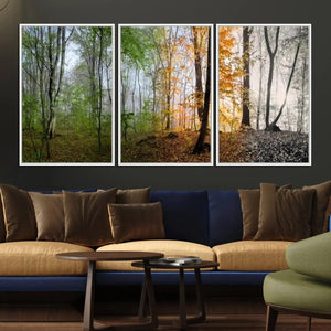 Seasonal Forest Canvas Wall Art Print - Changing Seasons in