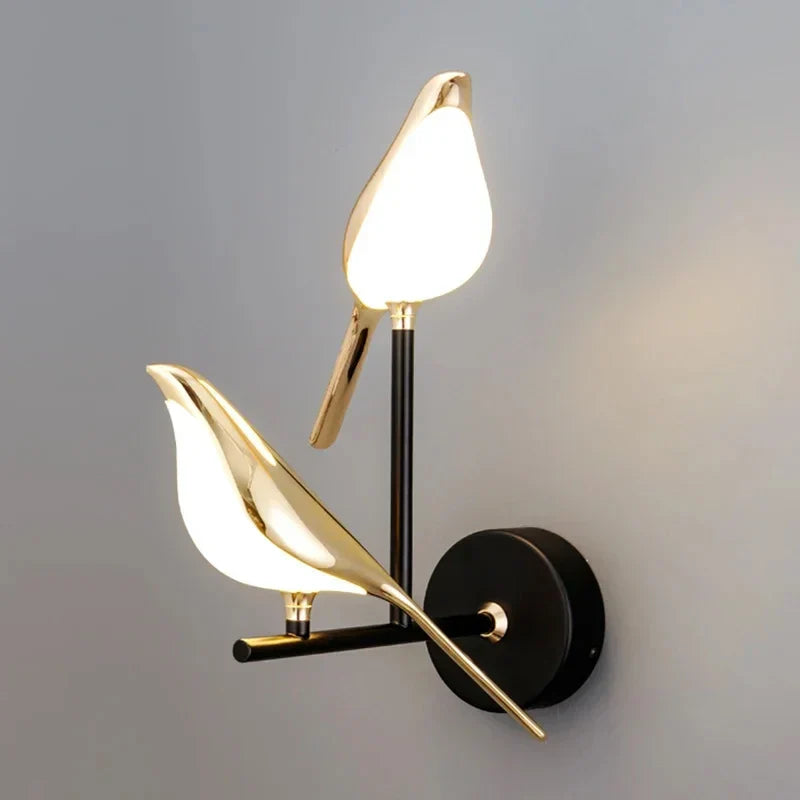 Nordic Golden Bird LED Wall Lamp Bedroom Bedside Living Room Bar Decorative Sconce