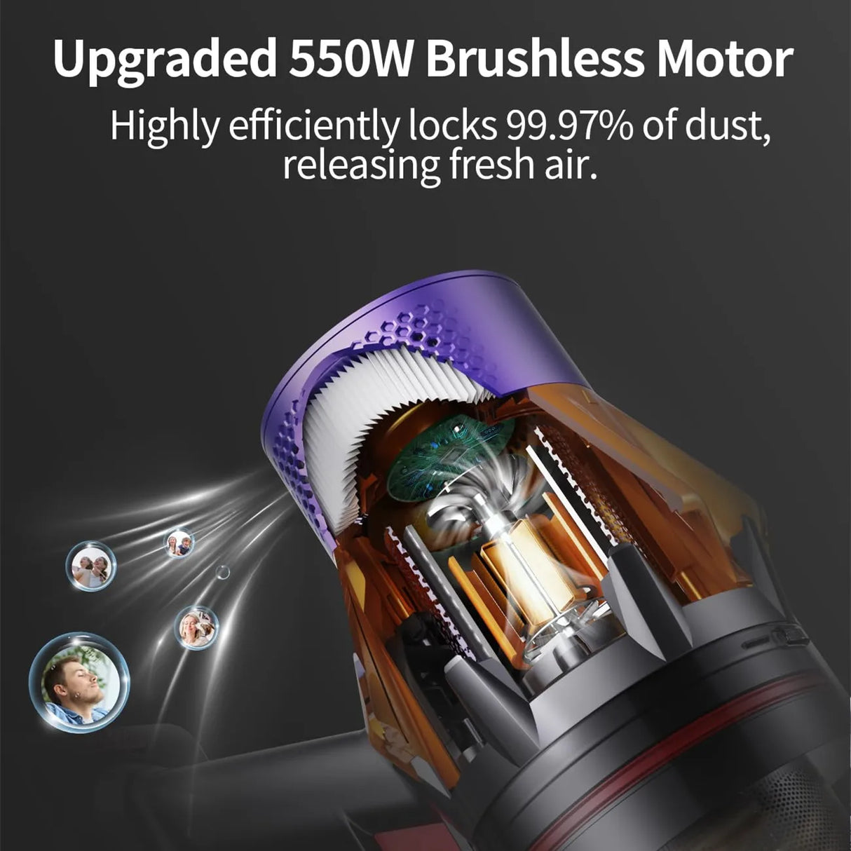 550W Cordless Vacuum Cleaner 45000Pa Powerful Brushless Motor Handheld Home