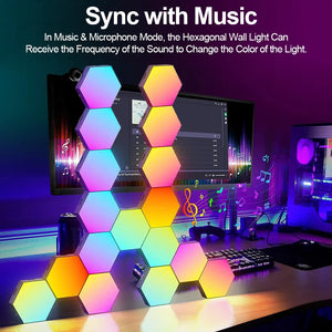 RGB Smart Hexagonal Wall Lamp Color Changing Music Rhythm APP DIY Night Light