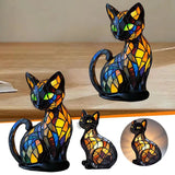 3D Retro Magic Stained Glass Cat Lamp Nightstand LED Multi-Color Cute Gift 2025