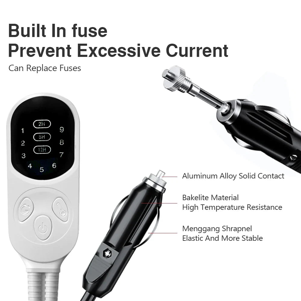 12V Heated Electric Blanket Plush Travel Heating Mat for Car RV SUV Winter