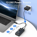 14 Port Powered USB Hub USB 3.0 USB C with Switch Charging for PC Laptop