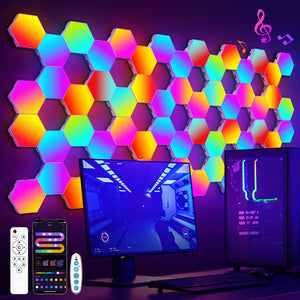RGB Smart Hexagonal Wall Lamp Color Changing Music Rhythm APP DIY Night Light