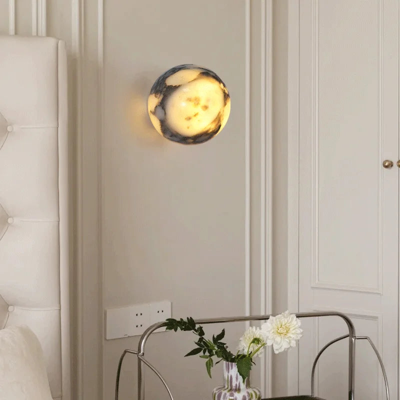 Marble Ball Wall Lamp LED Natural Stone Sconce for Bedroom Living Room Hallway