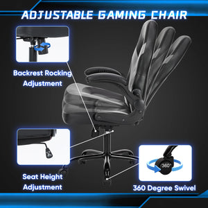 Ergonomic PU Leather Gaming Chair Adjustable Office Desk Chair Flip-Up Armrests