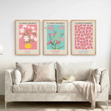Flower Market Prints Set of 3 in Pink & Blue