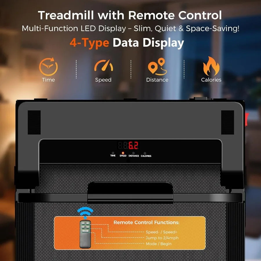 Under Desk Treadmill 3.0HP 3-in-1 Foldable Walking Pad Handle Bar Home Office