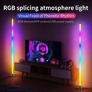 Smart RGB LED Corner Floor Lamp Music Sync App & Remote Control Mood Light Timer