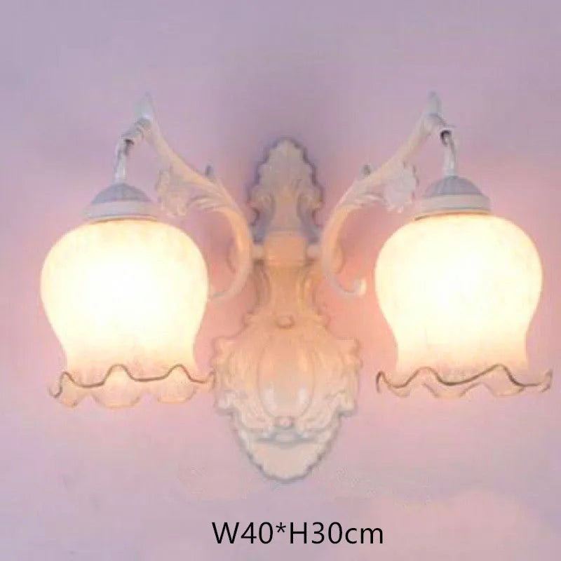 European Retro Wall Lamp Bedroom Bedside Corridor Double Head Bronzing Sconce