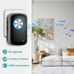 Wireless Smart Doorbell 300M Range Plug In 60 Melodies LED Light Volume Control