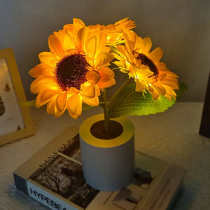 Sunflower LED Night Light USB Rechargeable Bedside Table Lamp Kids Room Decor