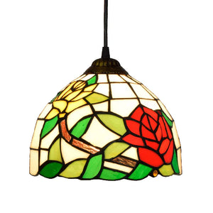 European Stained Glass Pendant Light 20cm Hanging Lamp Dining Bedroom Decor