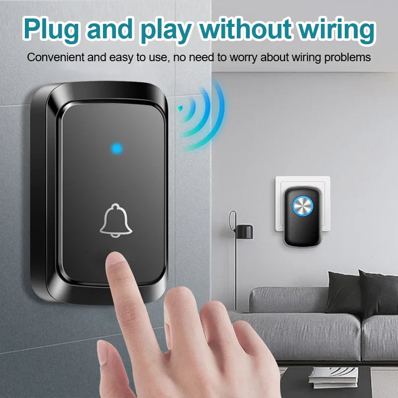 Wireless Smart Doorbell 300M Range Plug In 60 Melodies LED Light Volume Control