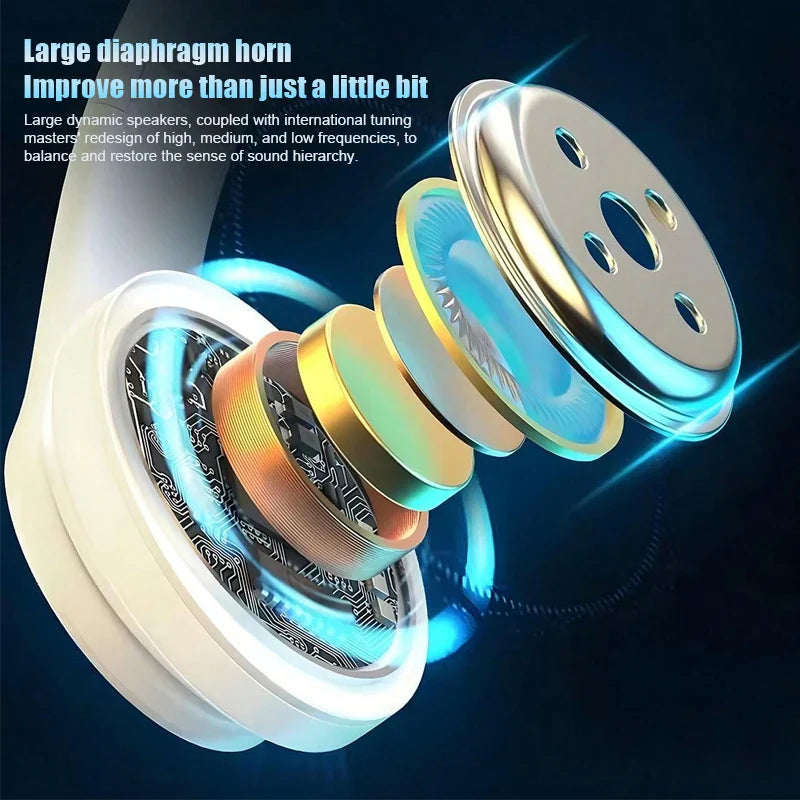 Wireless Gaming Headset Foldable Lightweight Headphones with Mic 3.5mm Audio