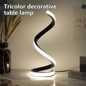 Spiral LED Night Light Dimmable Desk Lamp 3-Color Reading Bedside Bedroom Decor