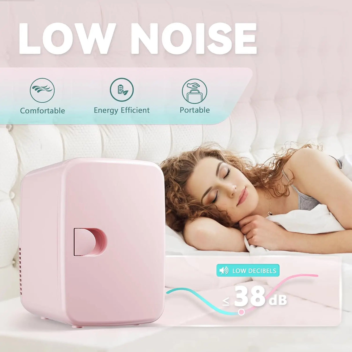 Pink 4L Mini Fridge Portable AC/DC Skincare Cosmetics Beverage Cooler