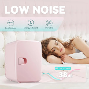 Pink 4L Mini Fridge Portable AC/DC Skincare Cosmetics Beverage Cooler
