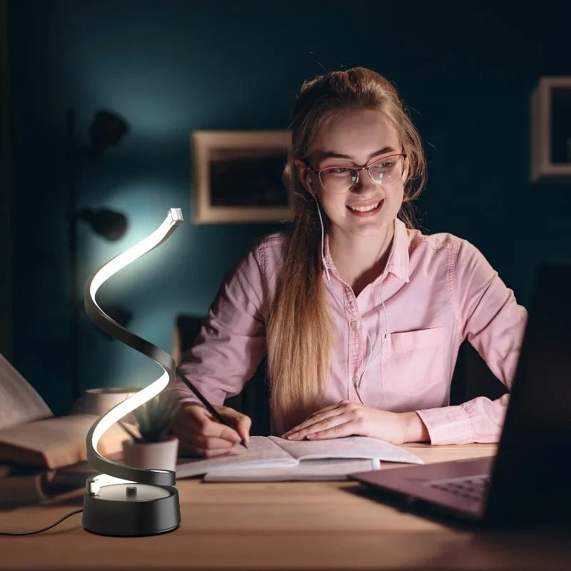 Classic Creative Spiral LED Table Lamp, Modern Minimalist Dimmable Spiral Table Lamp, Adjustable Arm, Soft Light, Multifunction
