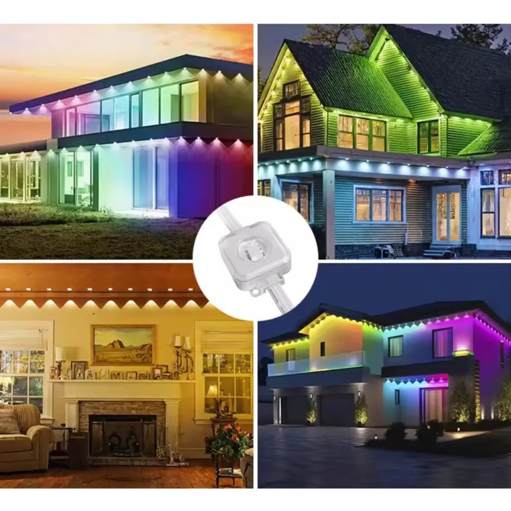 Permanent Outdoor Eaves Lights IP67 Waterproof App Control Music Sync Roof Decor