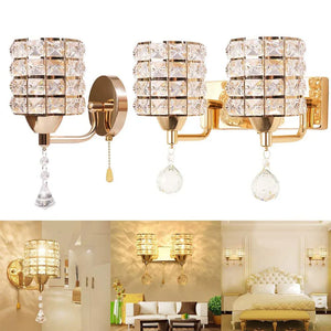 Crystal Wall Lamp – Gold/Silver Decorative Sconce Light for Bedroom & Living Room