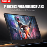 14" Portable Monitor 1366x768 TN 60Hz 3ms Response 250cd/㎡ MUCAI N140-S36
