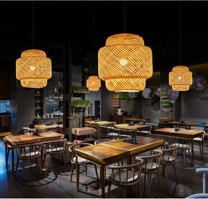 Handwoven Bamboo Rattan Pendant Lamp – Natural Wicker LED Hanging Light E27
