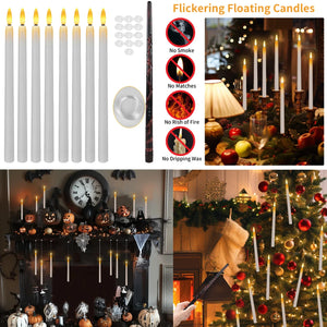 Floating LED Candles with Remote – Flameless Flickering Taper Candles for Decor