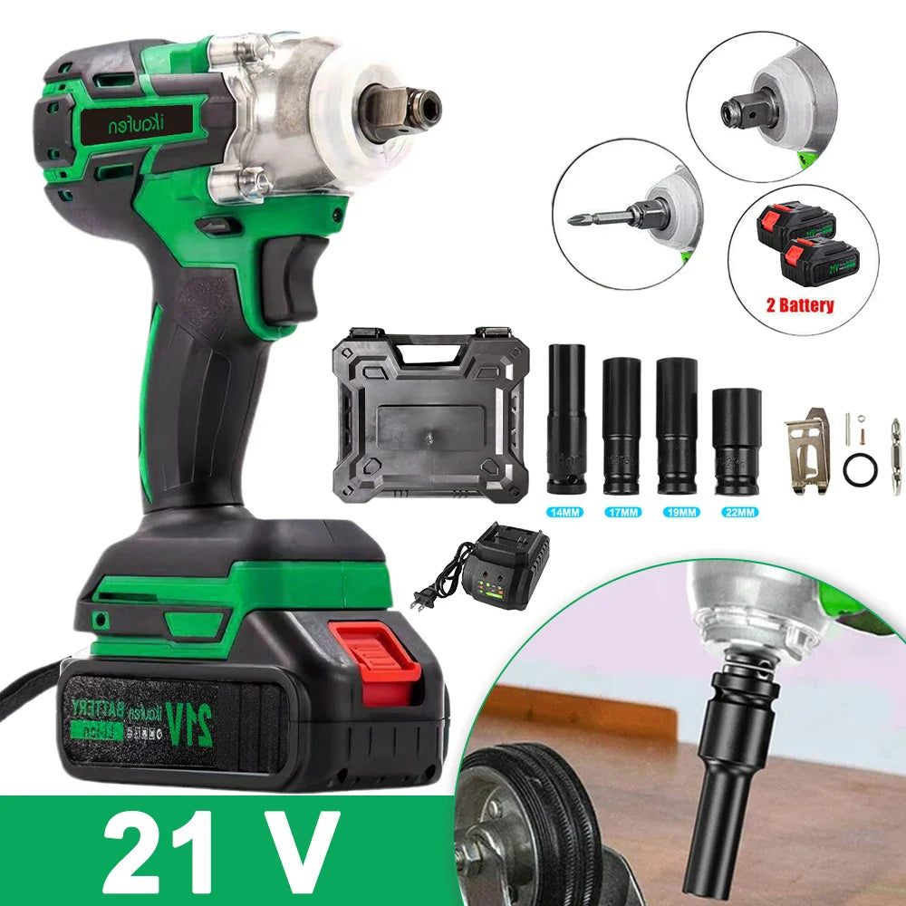 380Nm 21V Brushless Cordless Electric Wrench High Torque Impact Tool