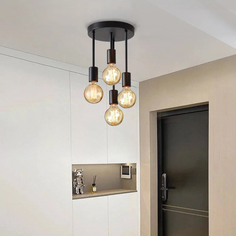 Black Modern 4 Light E27 Ceiling Fixture Bedroom Kitchen Hallway Chandelier