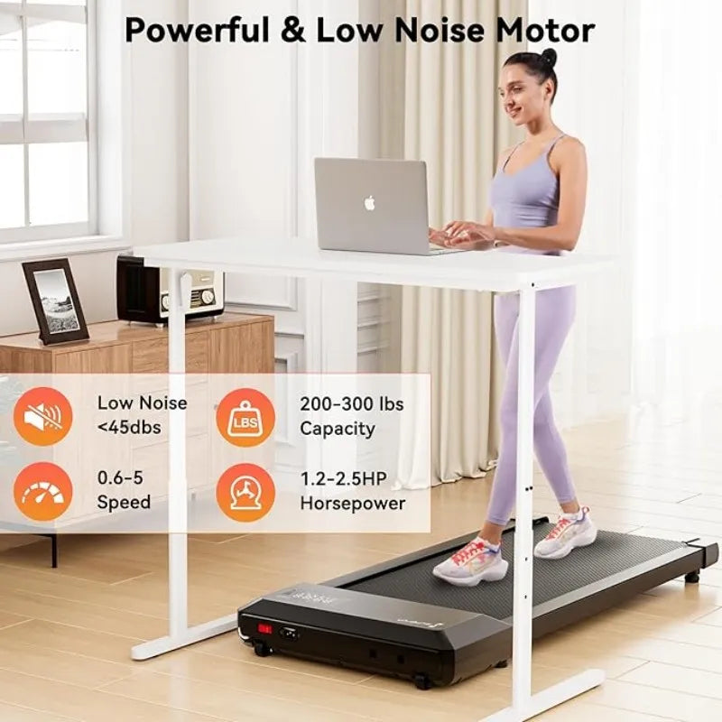 2-in-1 Under Desk Treadmill 2.5HP Walking Pad for Home Office with APP & Remote