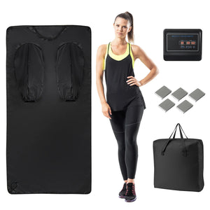 Infrared Sauna Blanket with Sleeves Heat Wrap 90-180°F Timer Home Spa