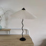 Vintage Pleated Table Lamp Umbrella Squiggle Bedside Night Light Living Room