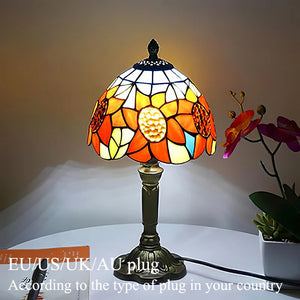 Tiffany Style Table Lamp Stained Glass E27 Bedside Light Retro Home Decor