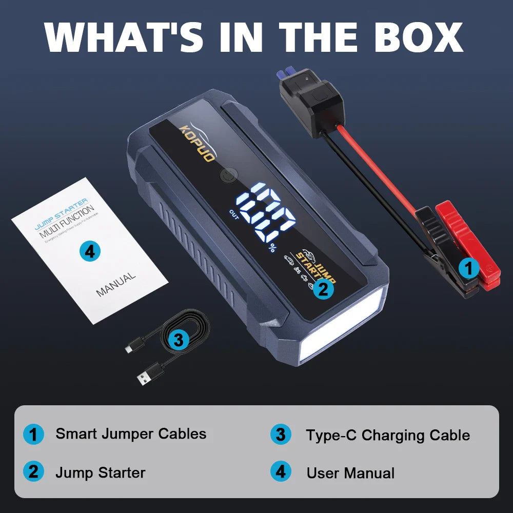 2000A Car Jump Starter Power Bank 12V Emergency Booster for Gas Diesel
