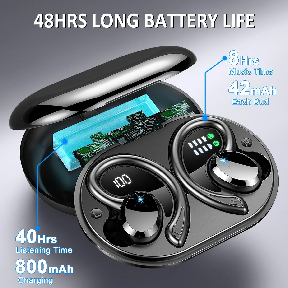 Wireless Bluetooth 5.3 Earbuds Stereo Bass In-Ear Noise Cancelling IP7 Waterproof