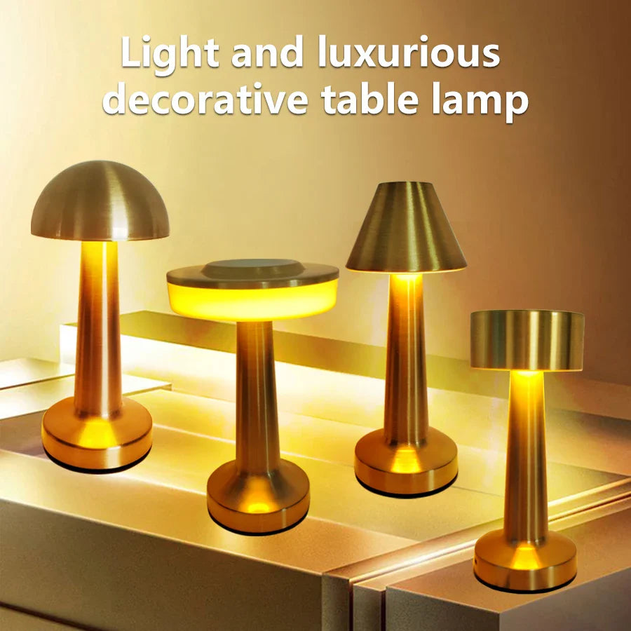LED Metal Touch Table Lamp Rechargeable Night Light for Bar Coffee Table Decor