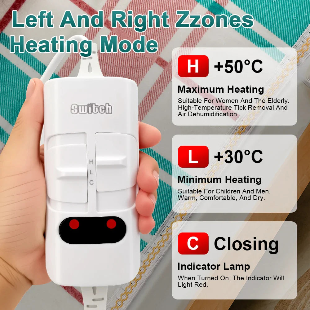 220V Electric Heated Blanket Thermostat Thick Winter Body Warmer 150x180cm