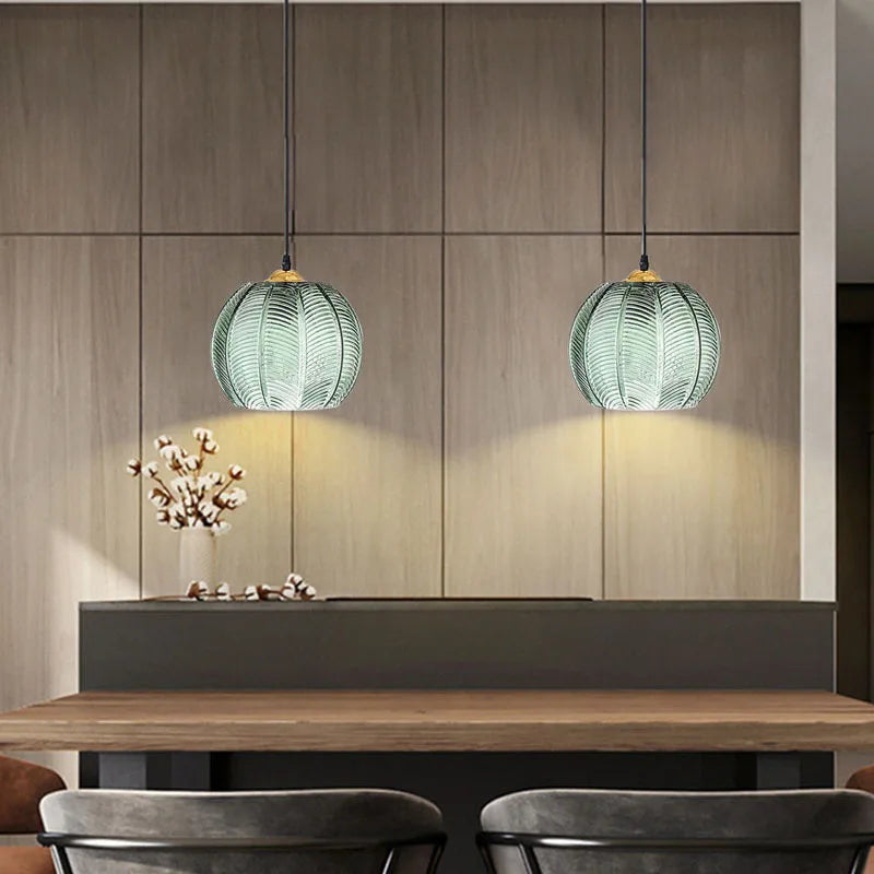 Modern Glass Pendant Light – Green Leaf Hanging Lamp for Bedroom & Living Room