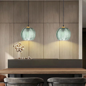 Modern Glass Pendant Light – Green Leaf Hanging Lamp for Bedroom & Living Room