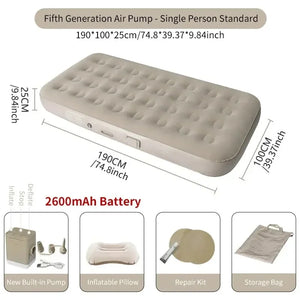 Air Mattress with Built-In Pump Self-Inflating Double Sleeping Pad for Camping Indoors