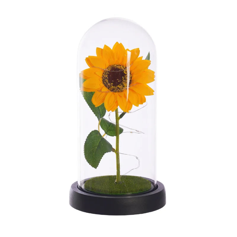 Sunflower LED Dome Lamp Artificial Flower Gift for Mom Grandma Home Decor