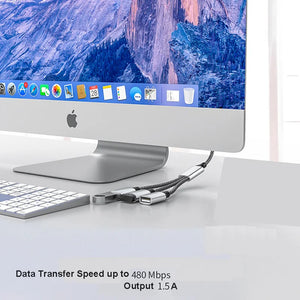 USB Cable Splitter Hub 4 Port Multi Charging Adapter OTG for Phone PC Laptop