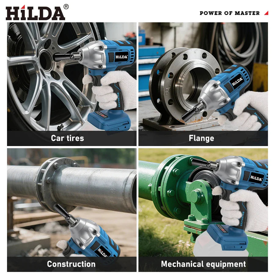 18V Cordless Impact Wrench 1/2 Inch Brushless Electric Socket Tool