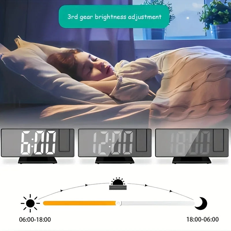 Projection Alarm Clock Large Digital Screen Multifunction Luminous Ceiling Clock